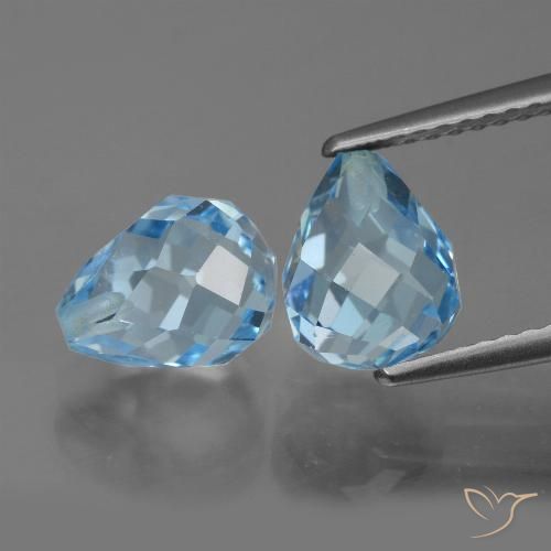5.25ctw Naturale Celeste Topazio, Taglio briolette, VVS-VS