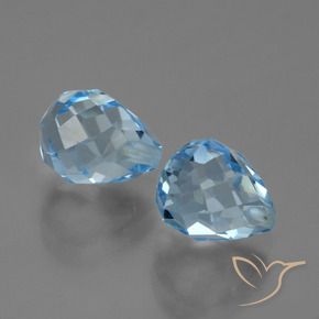 Gemme di Topazio Celeste naturale da 5.25 ct, Taglio briolette, VVS-VS