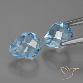 Gemme di Topazio Celeste naturale da 5.25 ct, Taglio briolette, VVS-VS
