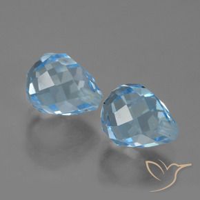 Gemme di Topazio Blu svizzero naturale da 5.21 ct, Taglio briolette, VVS-VS
