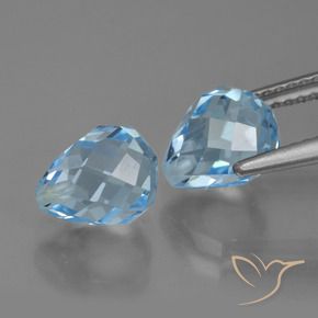 Gemme di Topazio Blu svizzero naturale da 5.21 ct, Taglio briolette, VVS-VS
