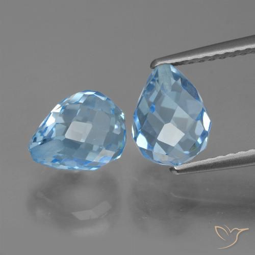 5.24ctw Naturale Celeste Topazio, Taglio briolette, VVS-VS