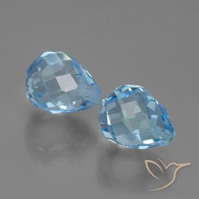 Gemme di Topazio Celeste naturale da 5.24 ct, Taglio briolette, VVS-VS