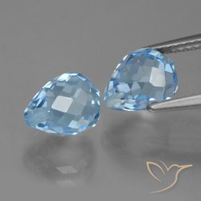 Gemme di Topazio Celeste naturale da 5.24 ct, Taglio briolette, VVS-VS