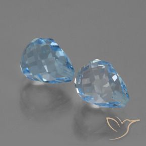 Gemme di Topazio Celeste naturale da 5.05 ct, Taglio briolette, VVS-VS