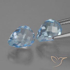 Gemme di Topazio Celeste naturale da 5.05 ct, Taglio briolette, VVS-VS