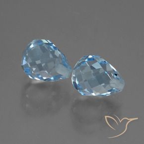 Gemme di Topazio Celeste naturale da 5.15 ct, Taglio briolette, VVS-VS