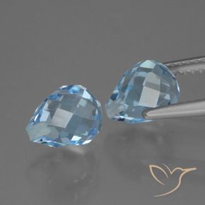 Gemme di Topazio Celeste naturale da 5.15 ct, Taglio briolette, VVS-VS