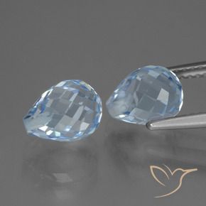 Gemme di Topazio Celeste naturale da 5.26 ct, Taglio briolette, VS