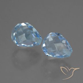 Gemme di Topazio Celeste naturale da 5.17 ct, Taglio briolette, VVS-VS