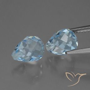 Gemme di Topazio Celeste naturale da 4.99 ct, Taglio briolette, VVS-VS
