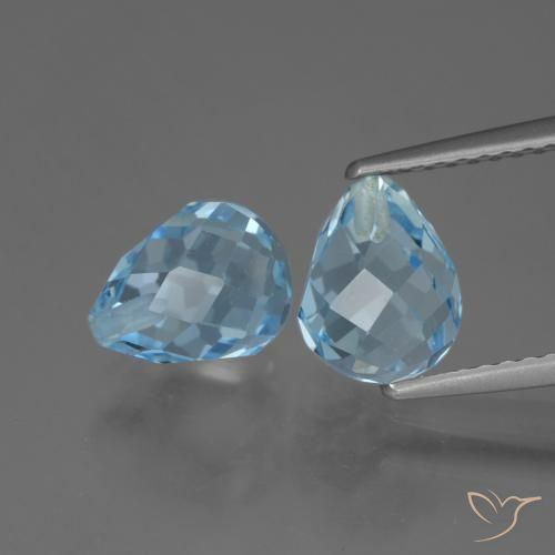 4.90ctw Naturale Celeste Topazio, Taglio briolette, VS