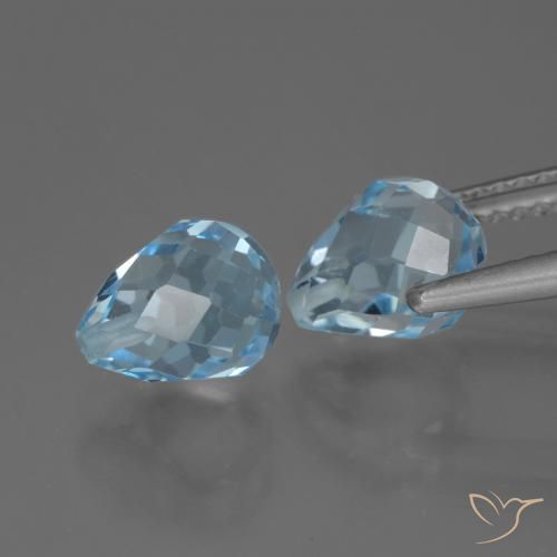 Gemme di Topazio Celeste naturale da 4.90 ct, Taglio briolette, VS