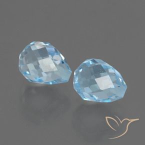 Gemme di Topazio Celeste naturale da 5.39 ct, Taglio briolette, VS