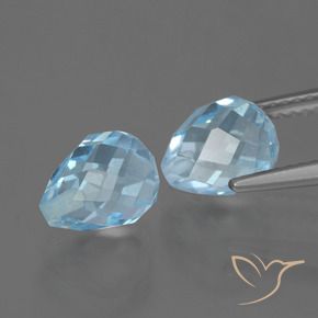 Gemme di Topazio Celeste naturale da 5.39 ct, Taglio briolette, VS