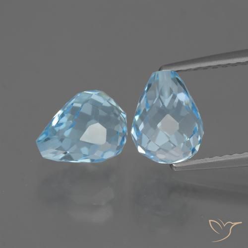 5.00ctw Naturale Celeste Topazio, Taglio briolette, VS