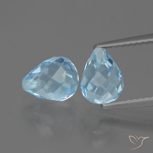 4.81ctw Naturale Celeste Topazio, Taglio briolette, VVS-VS