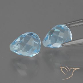 Gemme di Topazio Celeste naturale da 4.81 ct, Taglio briolette, VVS-VS