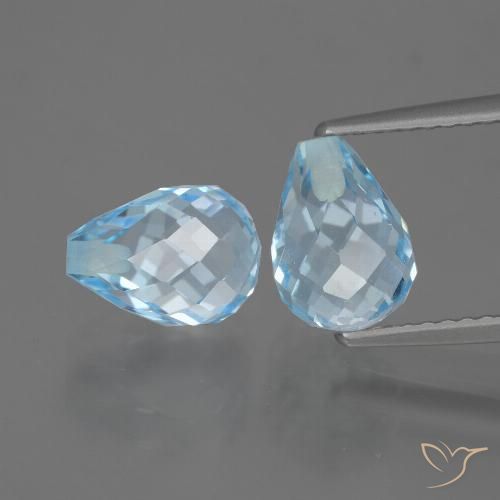 5.24ctw Naturale Celeste Topazio, Taglio briolette, VVS-VS