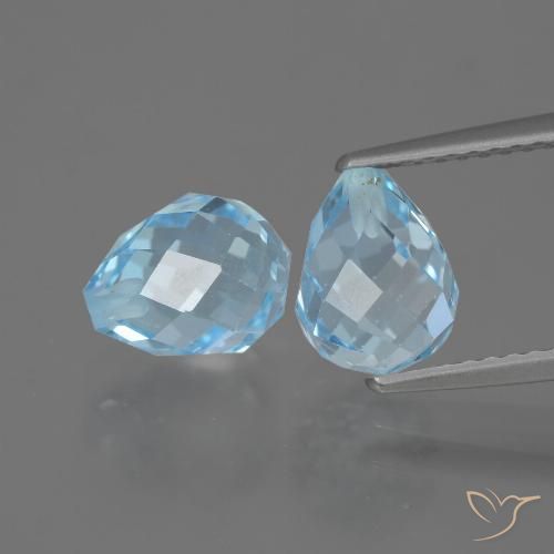 5.21ctw Naturale Celeste Topazio, Taglio briolette, VVS-VS