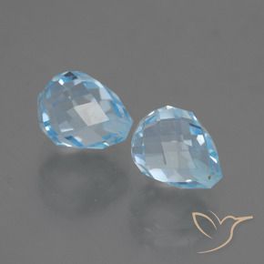 Gemme di Topazio Celeste naturale da 5.21 ct, Taglio briolette, VVS-VS