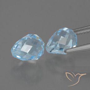 Gemme di Topazio Celeste naturale da 5.21 ct, Taglio briolette, VVS-VS