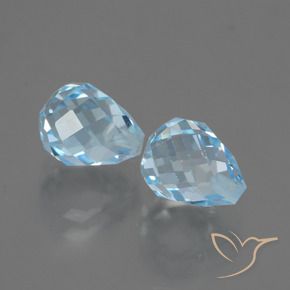 Gemme di Topazio Celeste naturale da 5.15 ct, Taglio briolette, VVS-VS