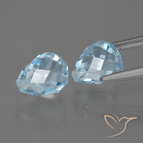 Gemme di Topazio Celeste naturale da 5.15 ct, Taglio briolette, VVS-VS