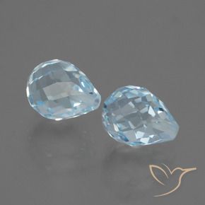 Gemme di Topazio Celeste naturale da 5.12 ct, Taglio briolette, VS