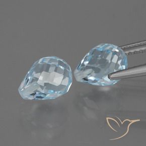 Gemme di Topazio Celeste naturale da 5.12 ct, Taglio briolette, VS