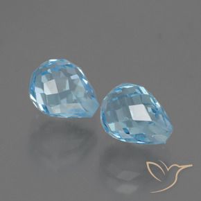 Gemme di Topazio Celeste naturale da 5.07 ct, Taglio briolette, VS