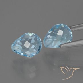Gemme di Topazio Celeste naturale da 5.07 ct, Taglio briolette, VS