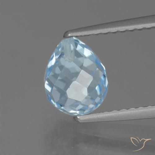 2.46ct Naturale Celeste Topazio, Taglio briolette, VS