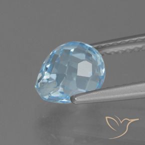 Topazio Celeste naturale da 2.46 ct, Taglio briolette, VS