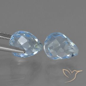 Gemme di Topazio Celeste naturale da 5.08 ct, Taglio briolette, VVS-VS