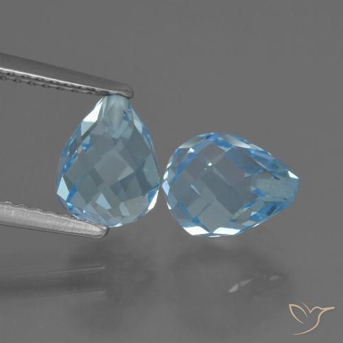4.71ctw Naturale Celeste Topazio, Taglio briolette, VVS-VS