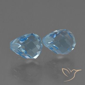 Gemme di Topazio Celeste naturale da 4.71 ct, Taglio briolette, VVS-VS