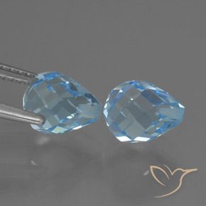 Gemme di Topazio Celeste naturale da 4.71 ct, Taglio briolette, VVS-VS