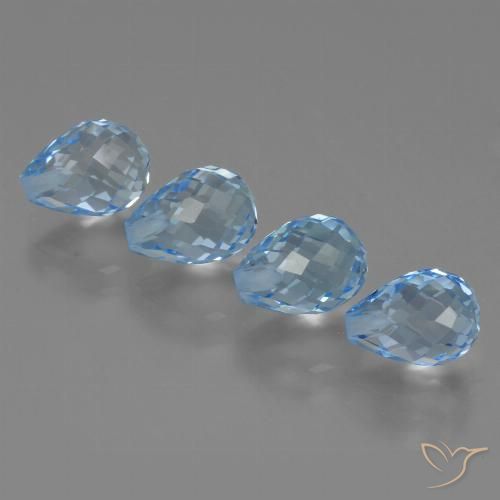 9.08ctw Naturale Blu svizzero Topazio, Taglio briolette, VVS-VS