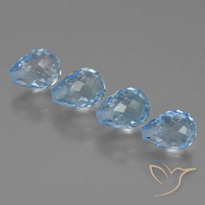Gemme di Topazio Blu svizzero naturale da 9.08 ct, Taglio briolette, VVS-VS