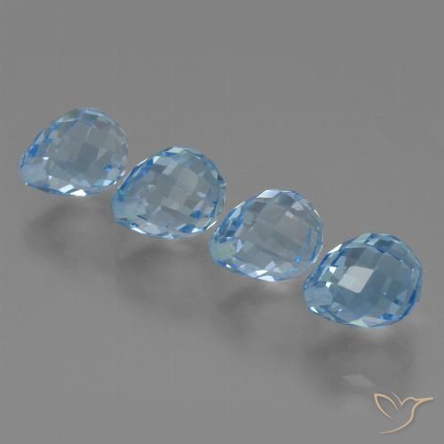 10.98ctw Naturale Blu svizzero Topazio, Taglio briolette, VVS-VS