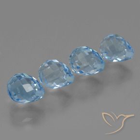 Gemme di Topazio Blu svizzero naturale da 10.98 ct, Taglio briolette, VVS-VS