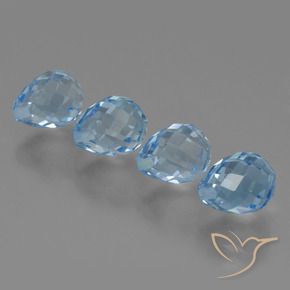 Gemme di Topazio Blu svizzero naturale da 10.98 ct, Taglio briolette, VVS-VS