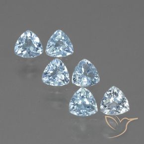Gemme di Topazio Celeste naturale da 1.86 ct, Taglio trillion, VVS-VS