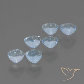 Gemme di Topazio Celeste naturale da 1.86 ct, Taglio trillion, VVS-VS