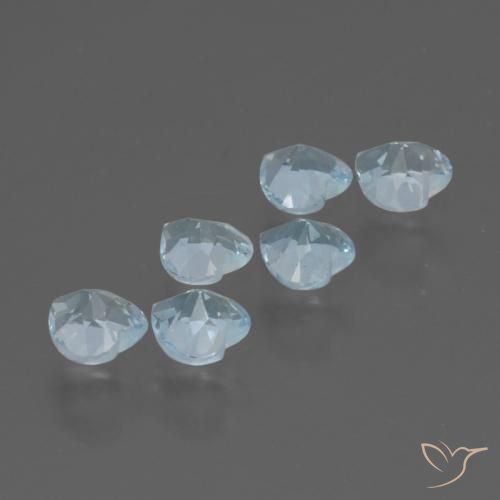 Gemme di Topazio Celeste naturale da 1.66 ct, Cuore, VS