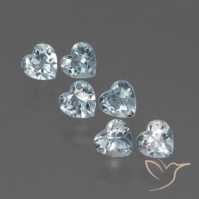 Gemme di Topazio Celeste naturale da 1.73 ct, Cuore, VS