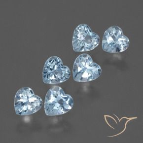 Gemme di Topazio Celeste naturale da 1.76 ct, Cuore, VS