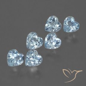 Gemme di Topazio Celeste naturale da 1.70 ct, Cuore, VS
