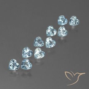 Gemme di Topazio Celeste naturale da 2.93 ct, Cuore, VS